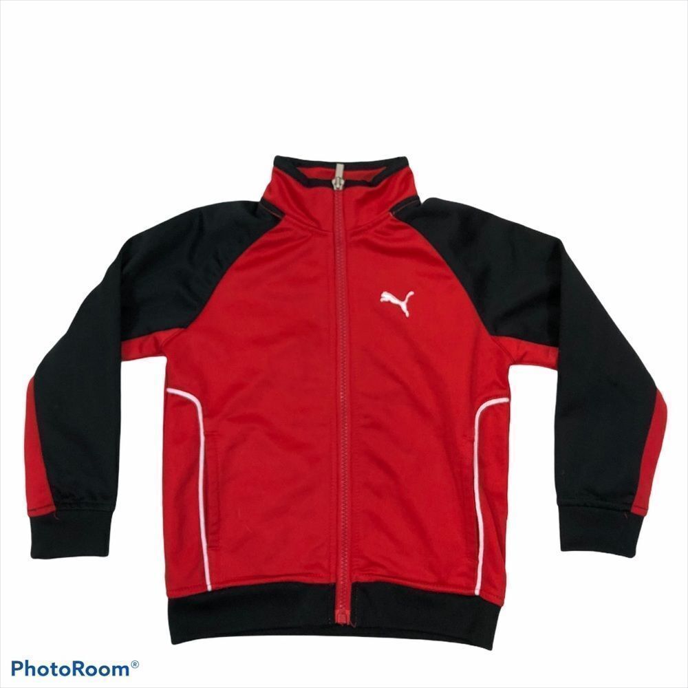 Boys 4T Puma Red Zip Up Track Jacket Back Logo
